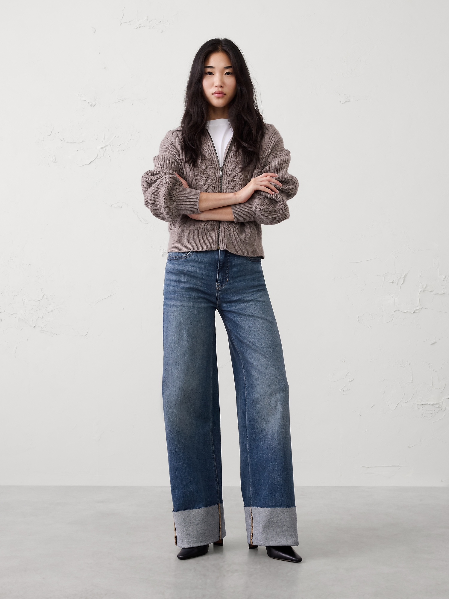 Image number 1 showing, Wide-Leg High-Rise Jean