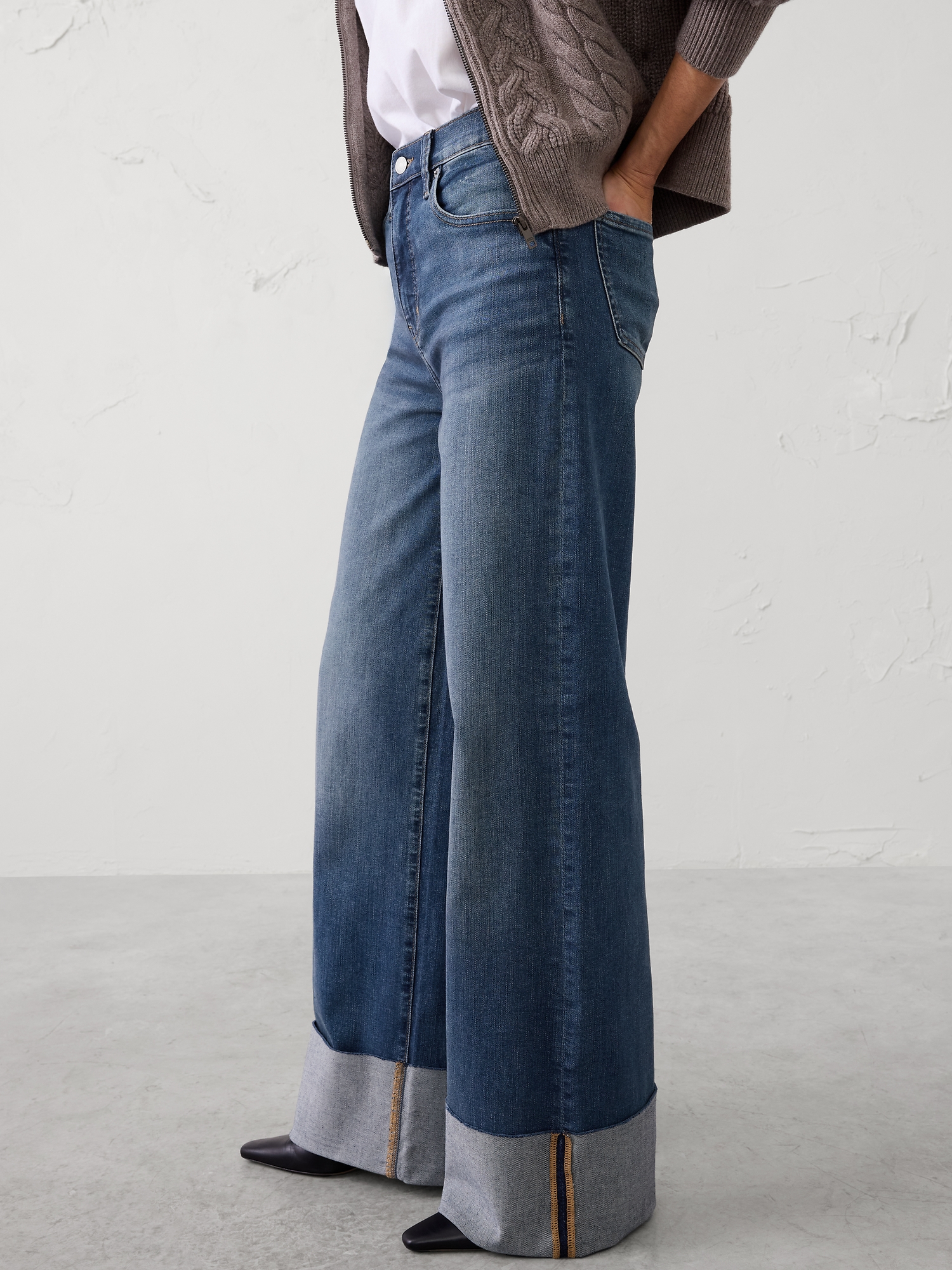 Image number 3 showing, Wide-Leg High-Rise Jean