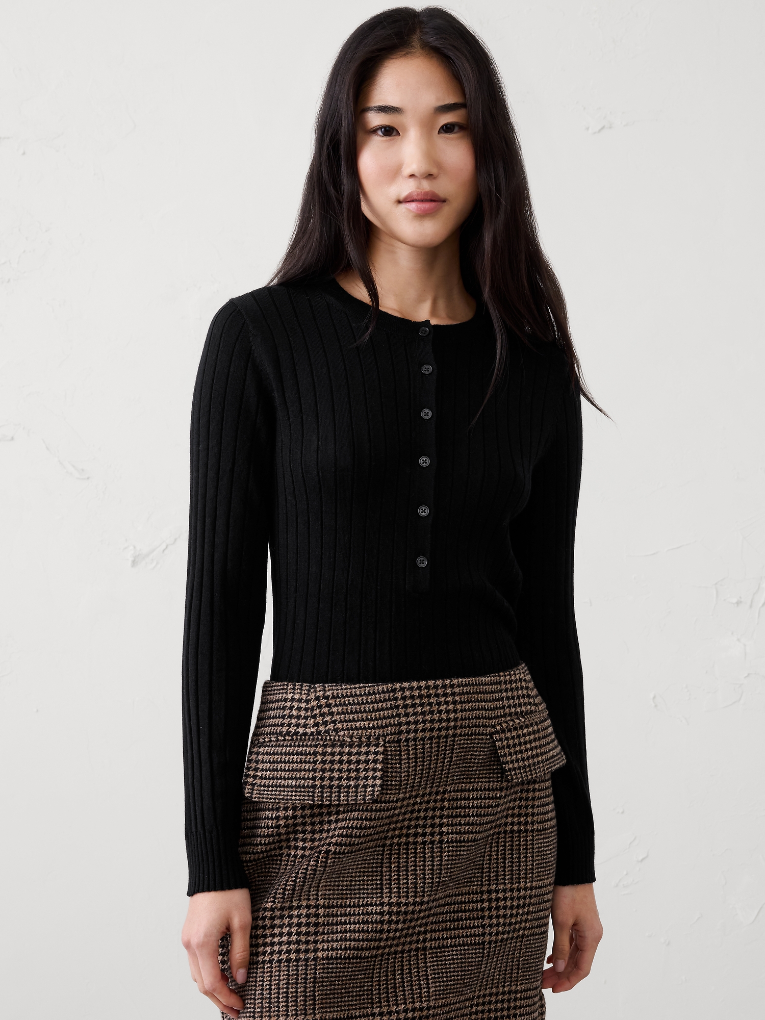 Merino Wool Henley Sweater