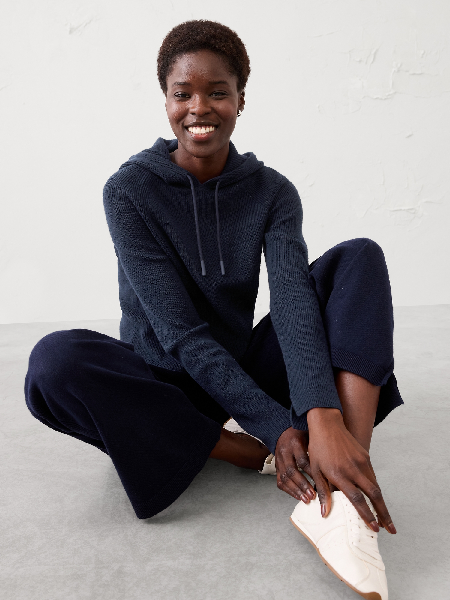 Chandail à capuchon en tricot côtelé