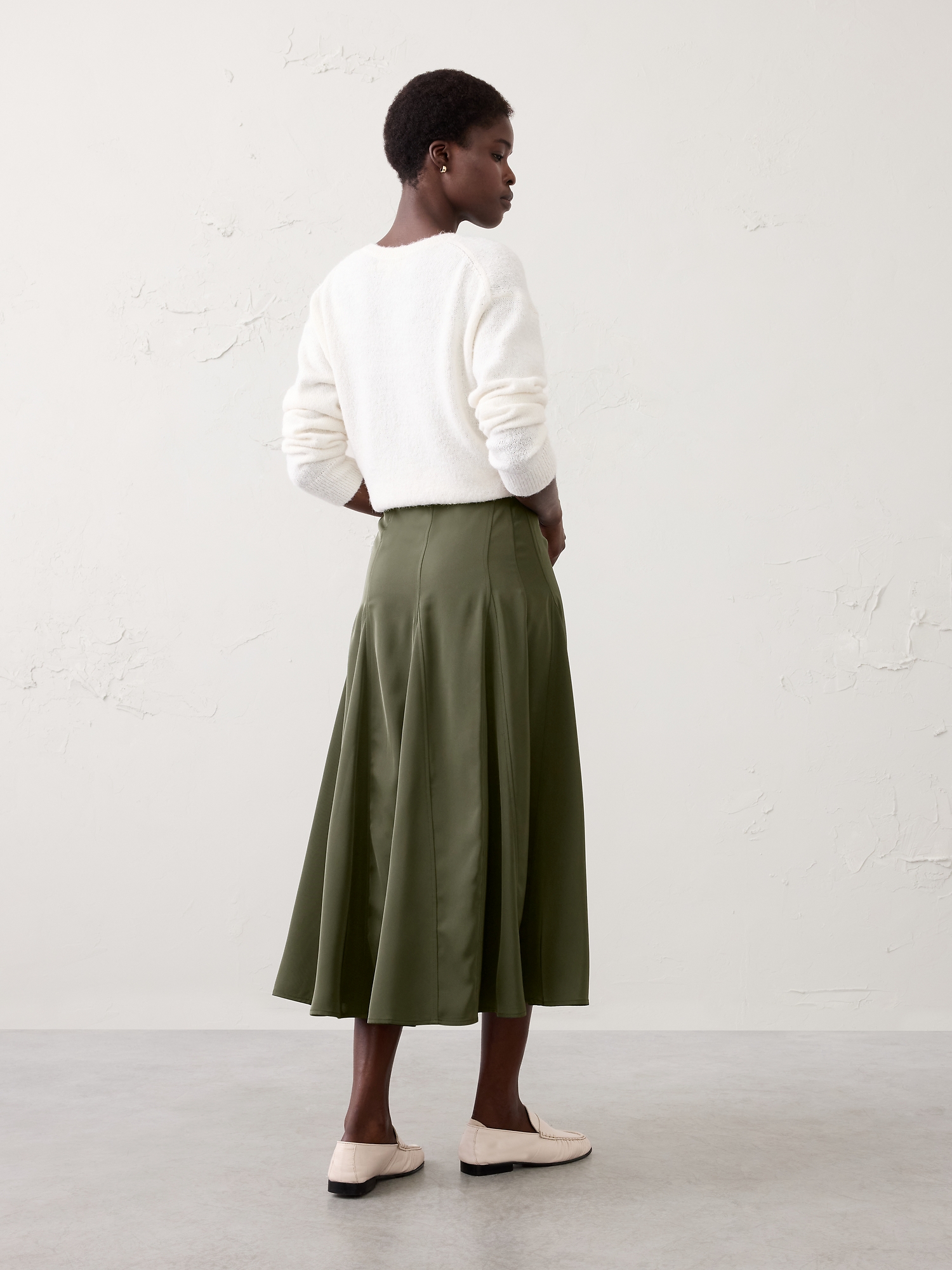 Image number 2 showing, Godet Twill Midi Skirt