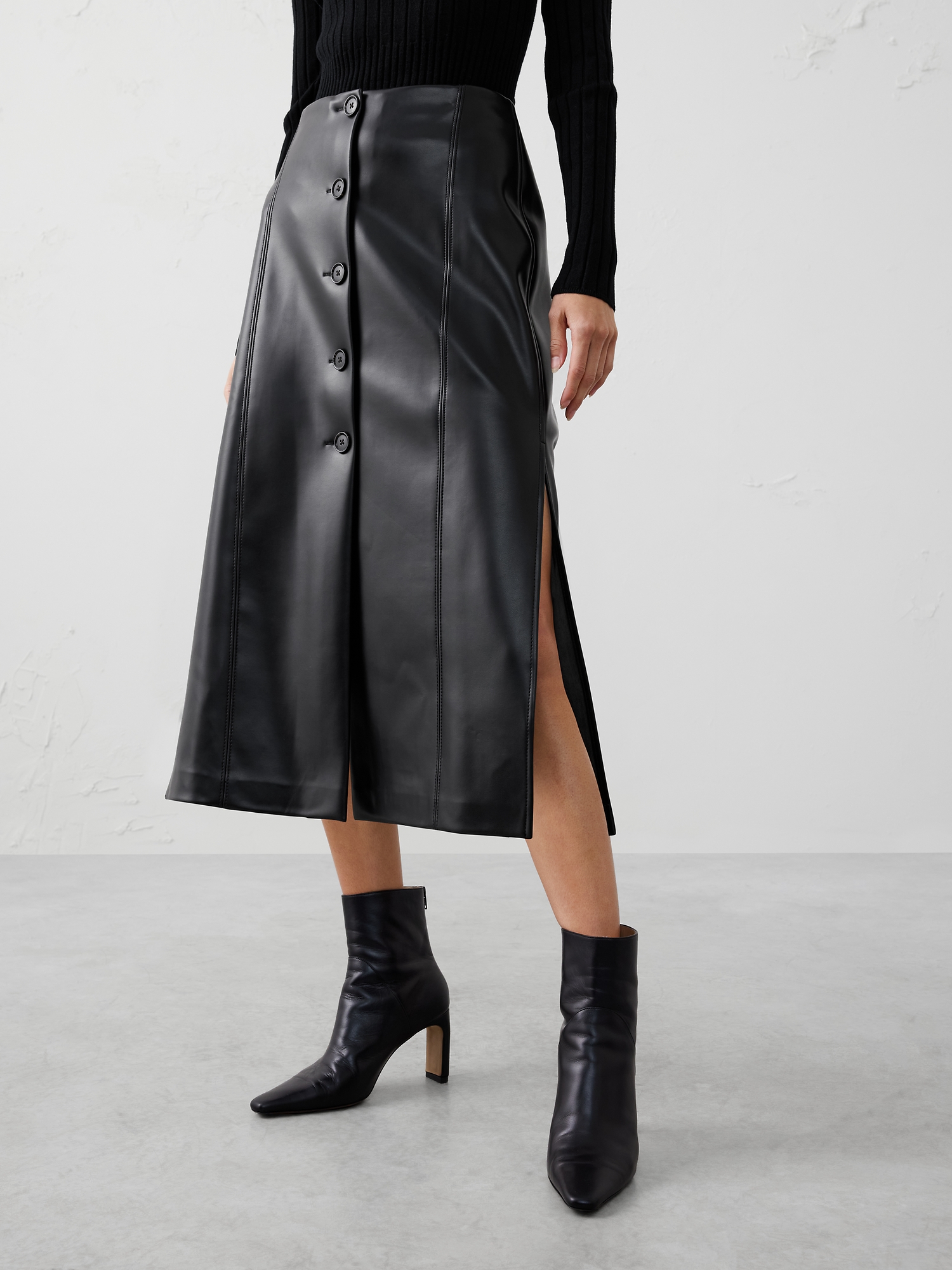 Image number 3 showing, Vegan Leather Midi Skirt