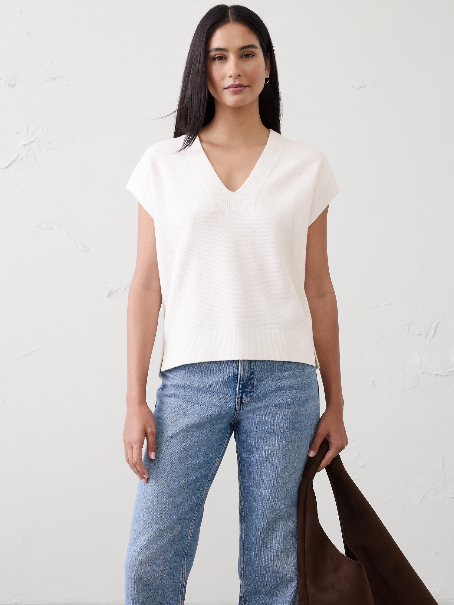 Gilet texturé à encolure en V