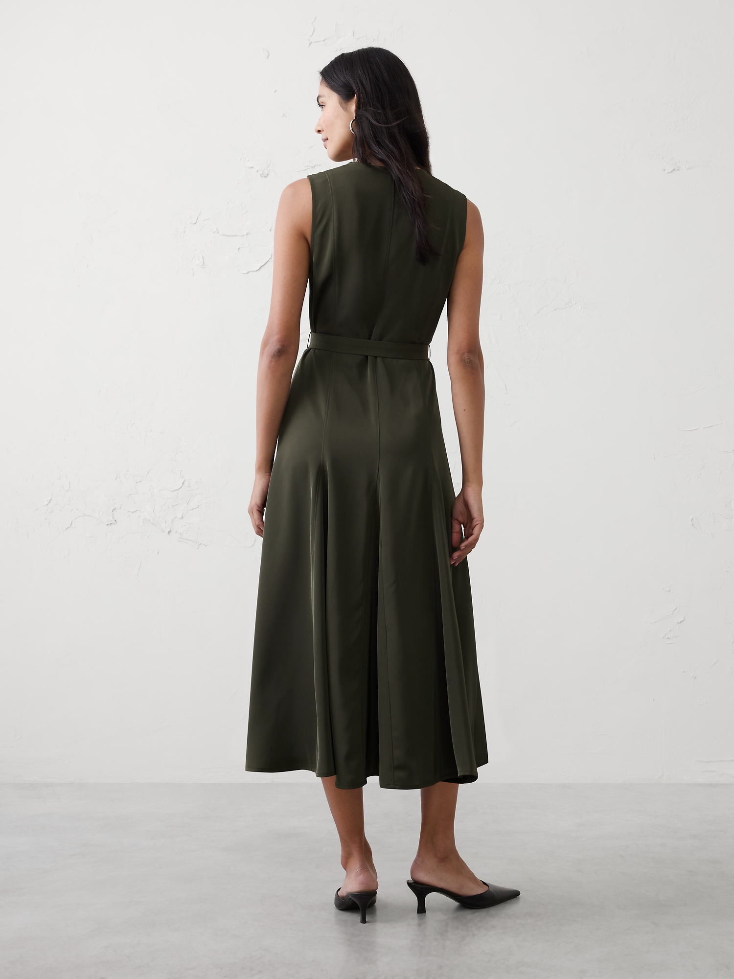 Image number 5 showing, Sheen Twill Godet Midi Dress