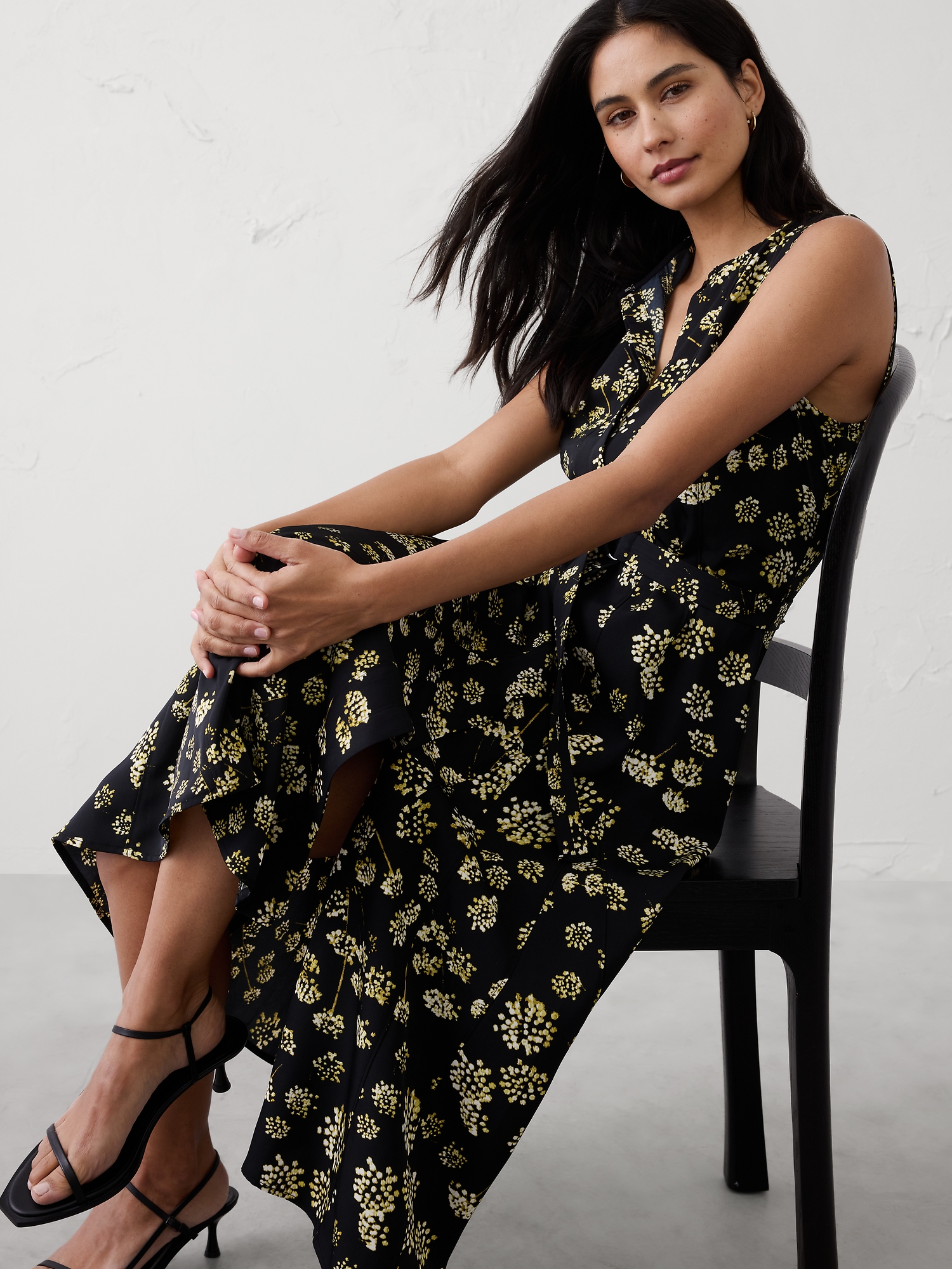 Image number 3 showing, Sheen Twill Godet Midi Dress