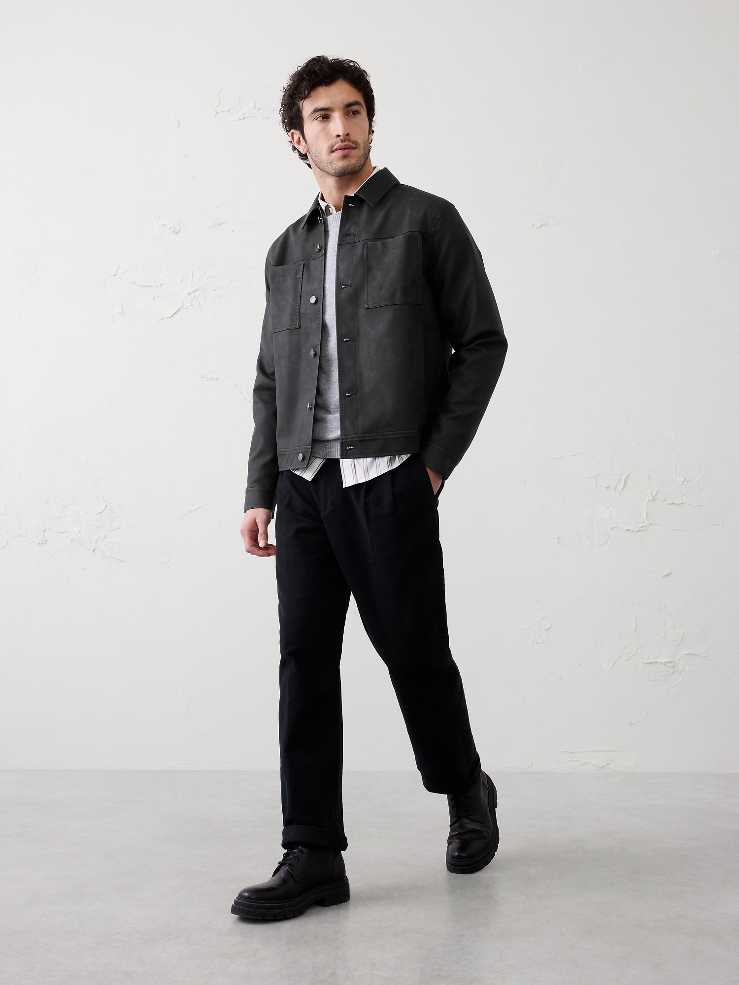 Vegan Leather Trucker Jacket