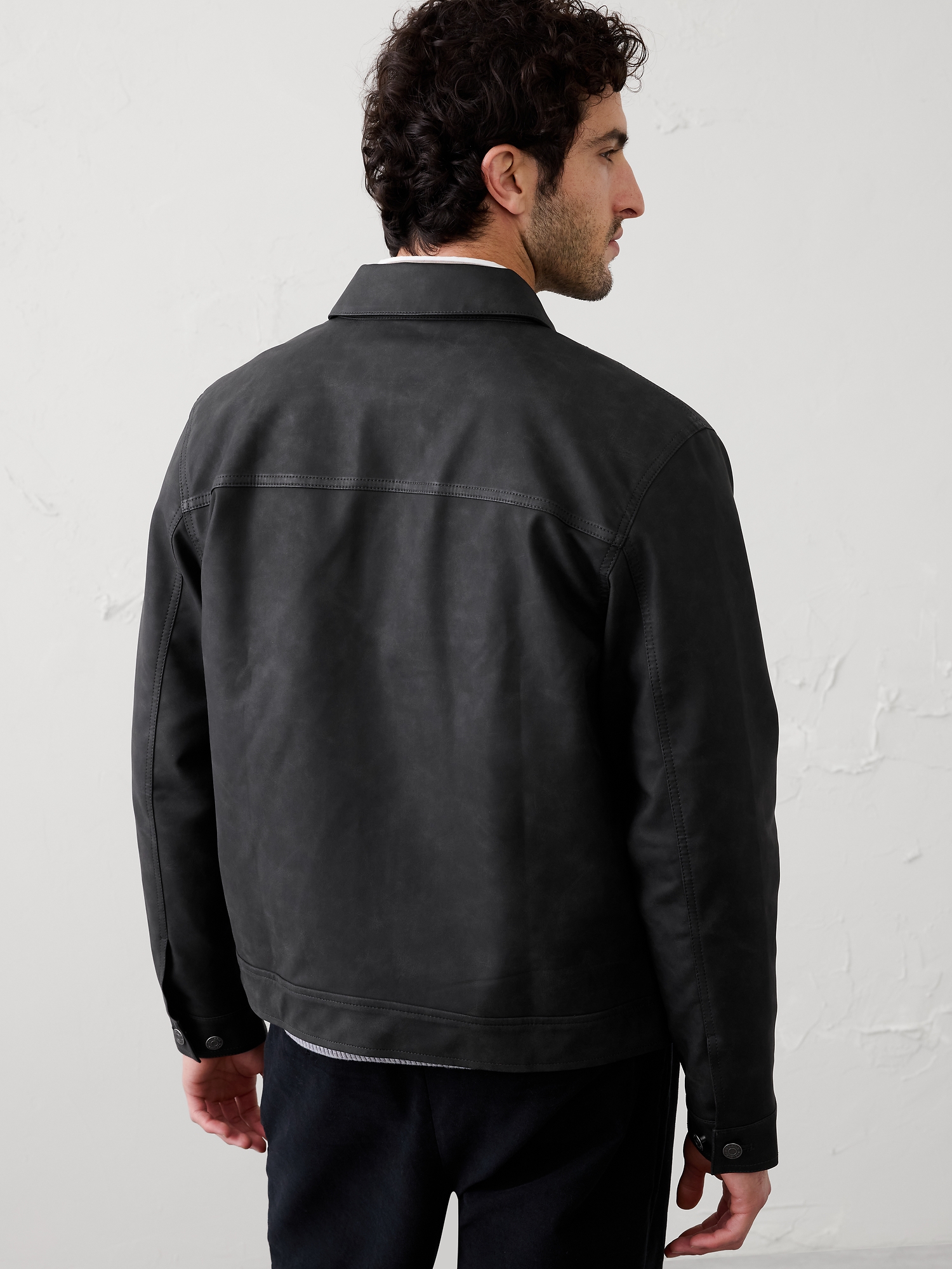 Image number 2 showing, Vegan Leather Trucker Jacket