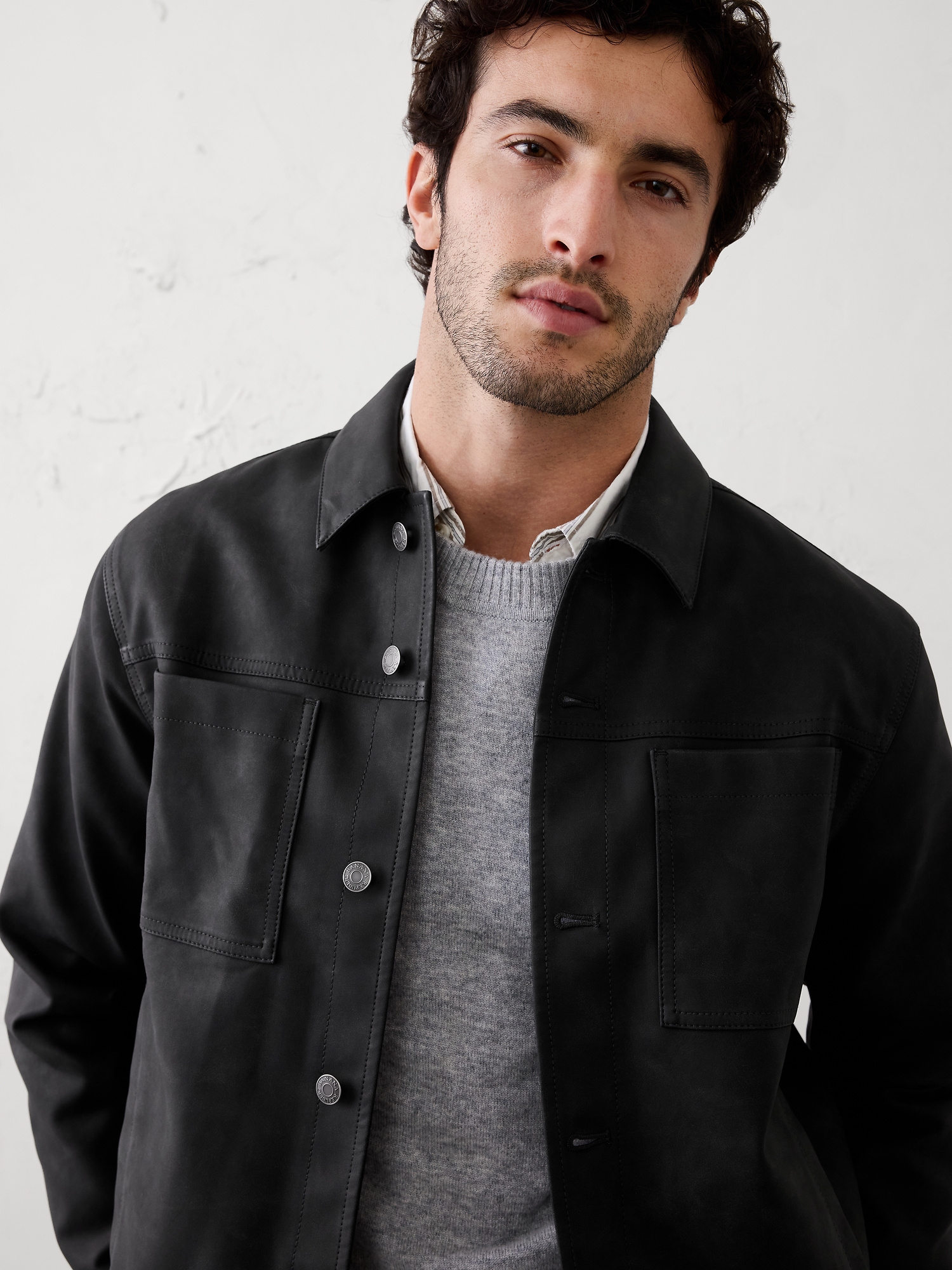 Image number 3 showing, Vegan Leather Trucker Jacket