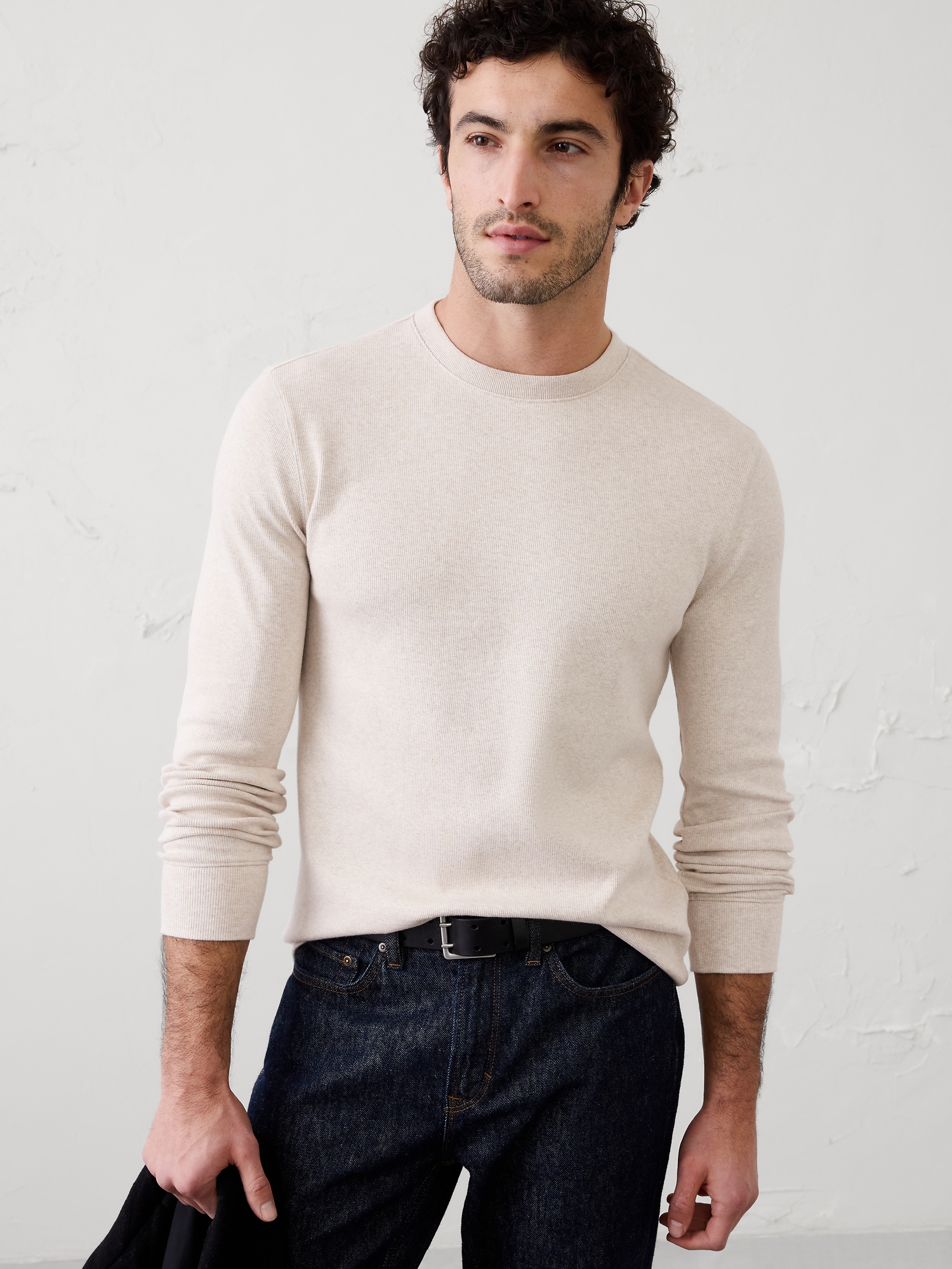 Standard-Fit Mini Ribbed Pullover Top