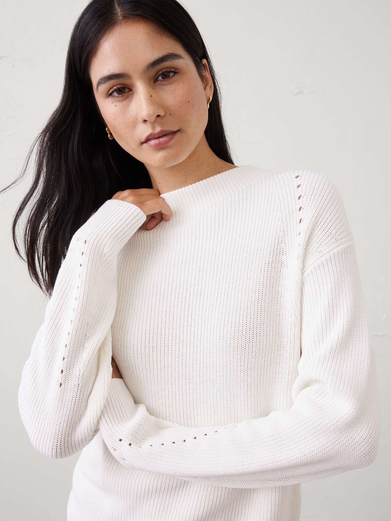 Image number 3 showing, Pointelle Ribbed Pullover Sweater
