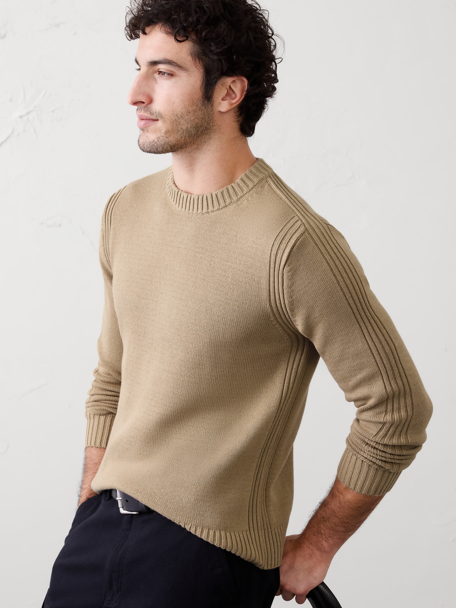 Plaited Crew-Neck Sweater