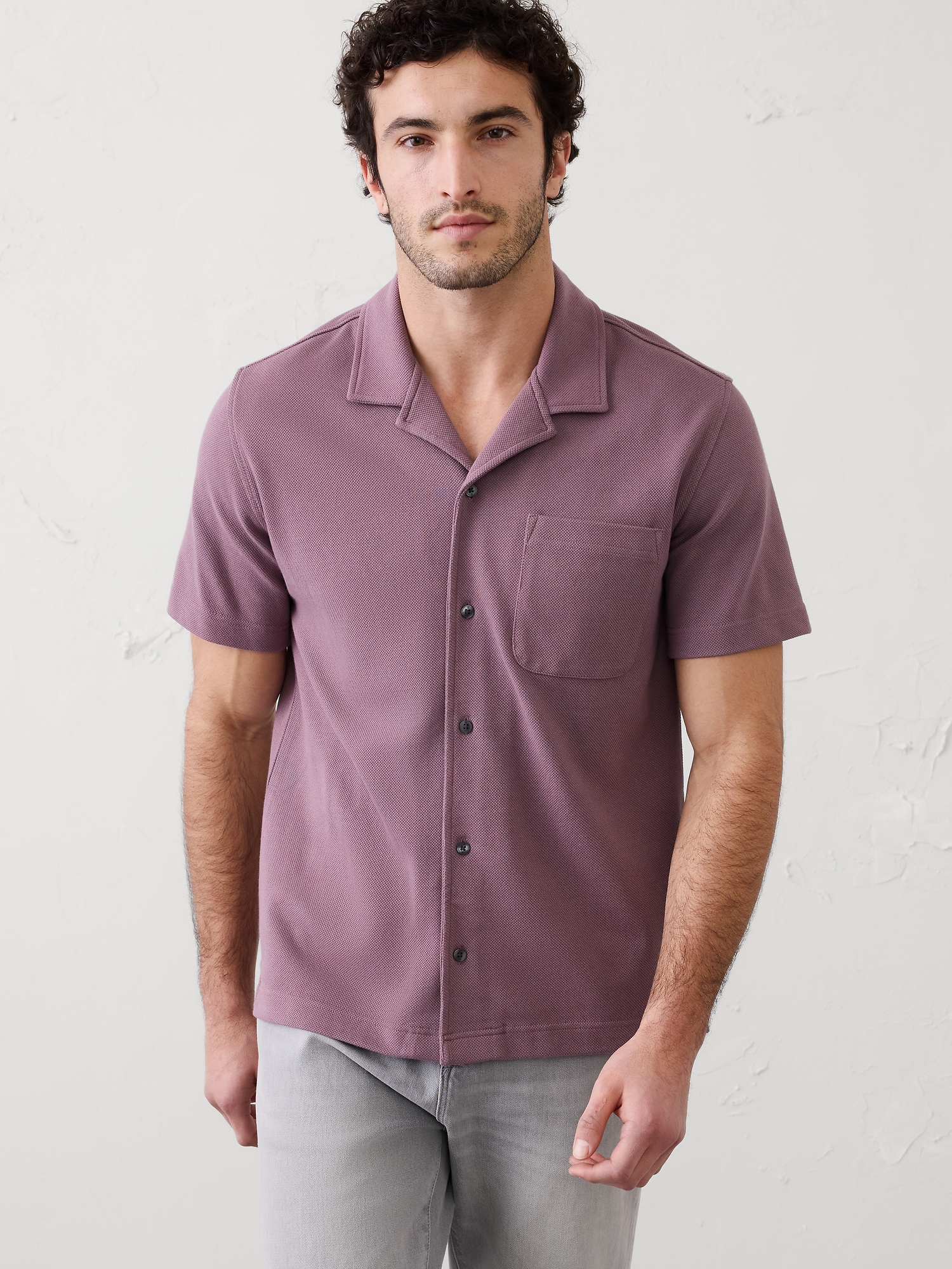 Standard-Fit Textured Resort Polo