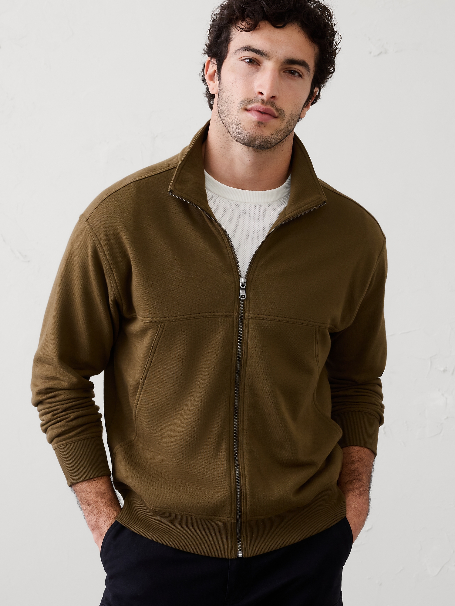 Washed Mock-Neck Jacket