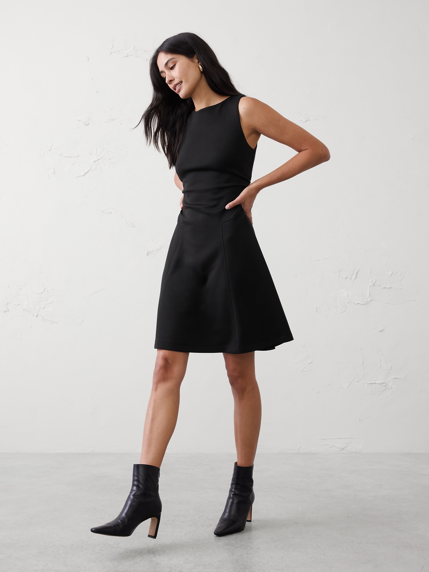 Soft Touch Shirred-Waist Knee-Length Dress