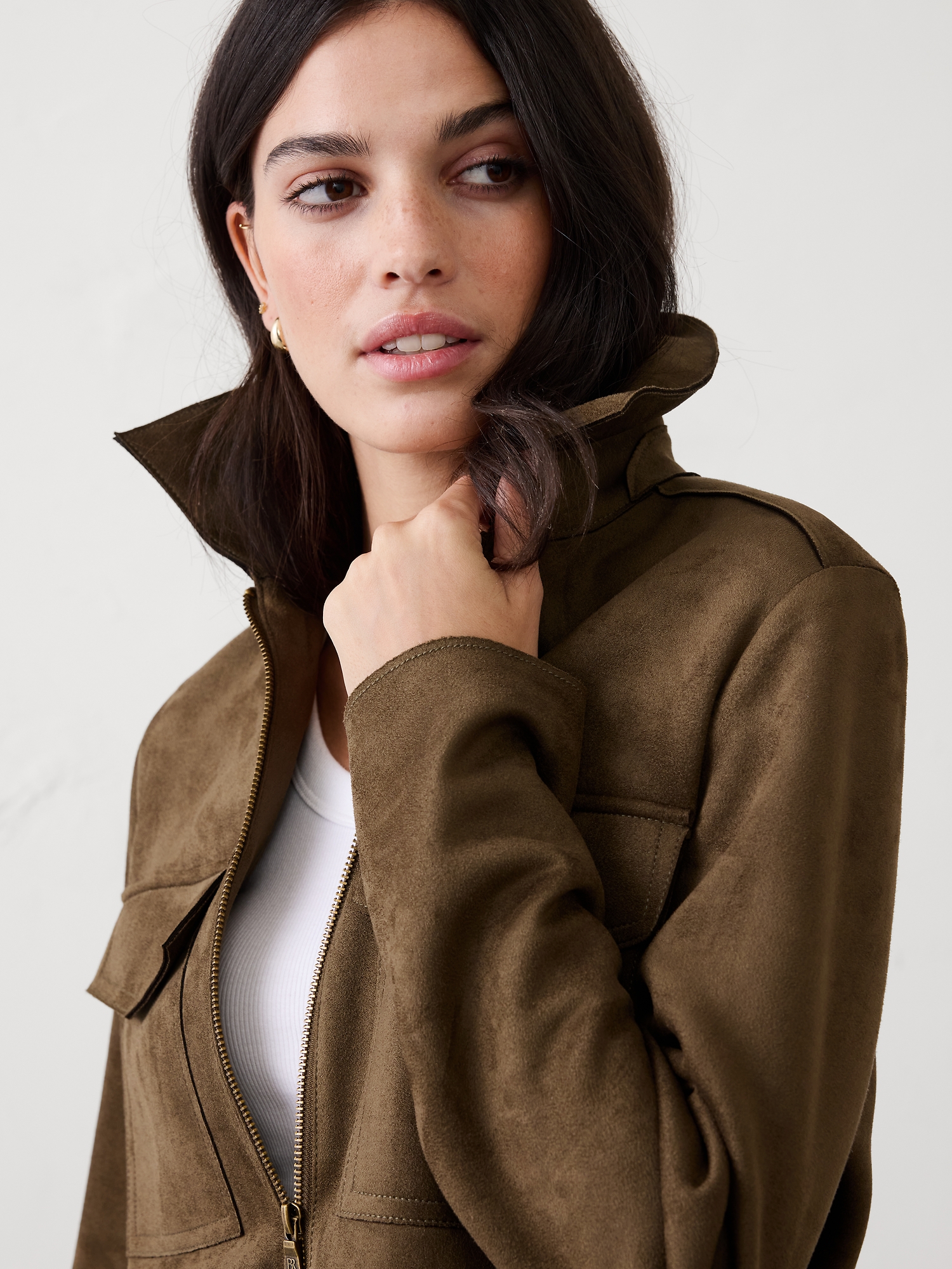 Image number 3 showing, Vegan Suede Cropped Jacket