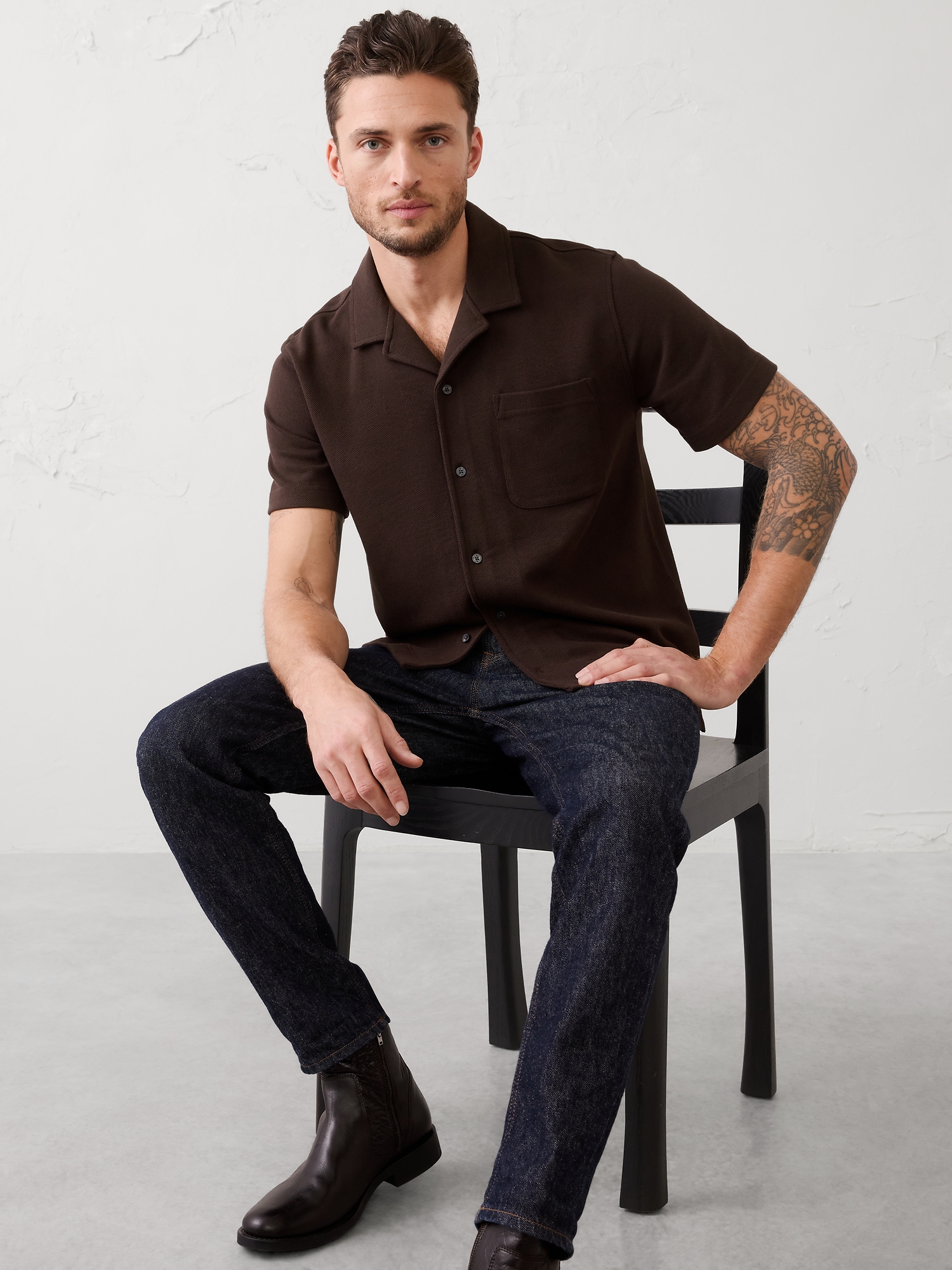 Standard-Fit Textured Resort Polo