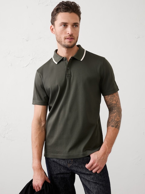POLO COUPE STANDARD LUXE ULTRA-DOUX AUX COULEURS CONTRASTANTES