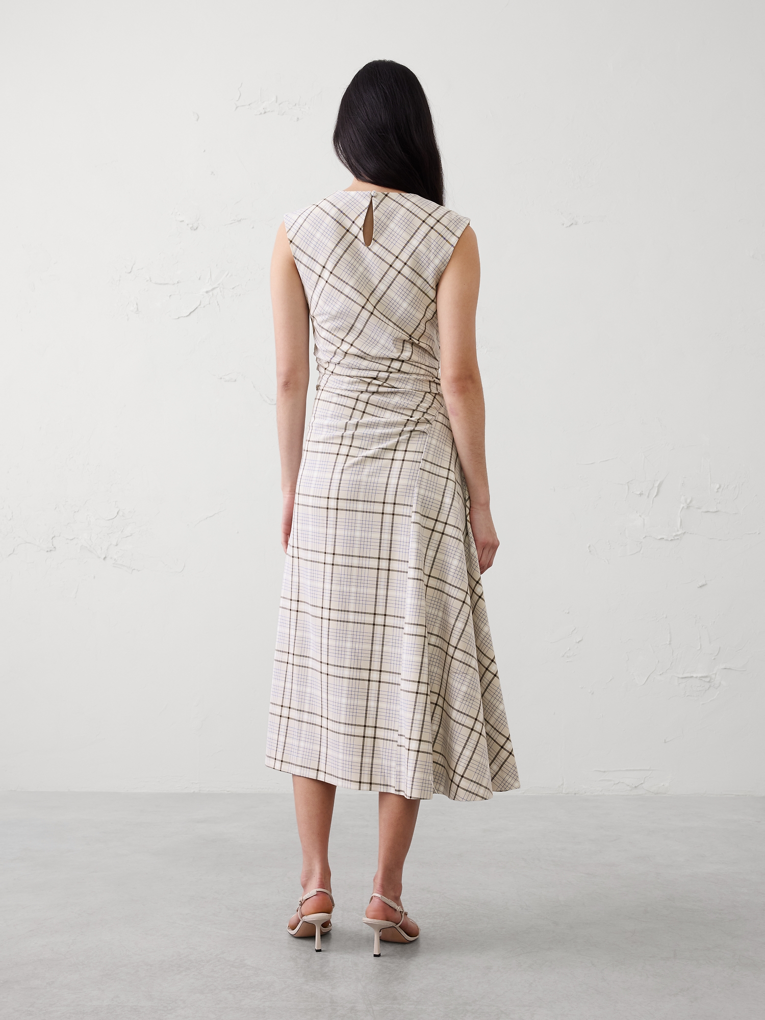 Image number 2 showing, High-Neck Shirred Midi Dress
