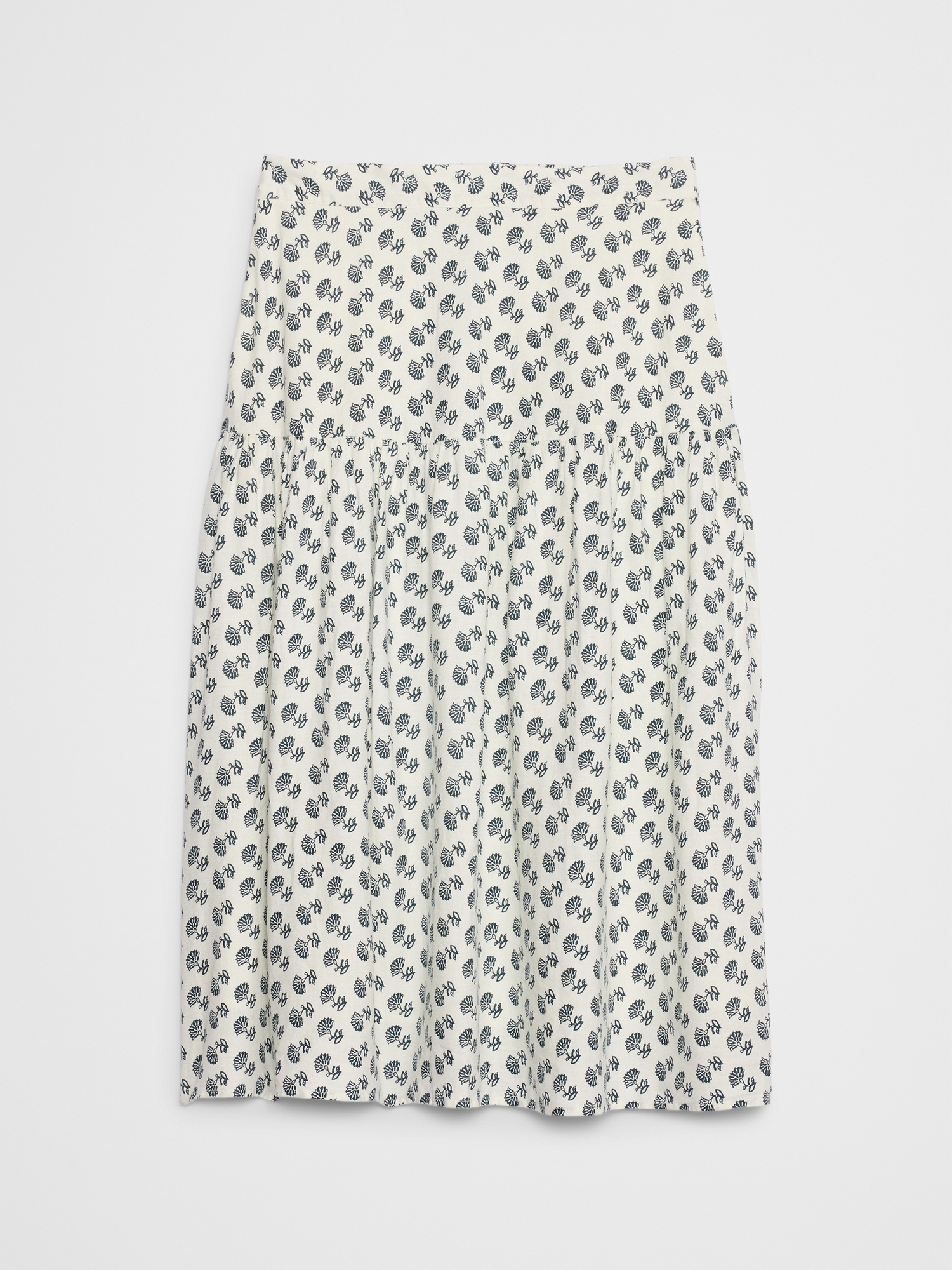 Image number 7 showing, Linen-Blend Tiered Midi Skirt