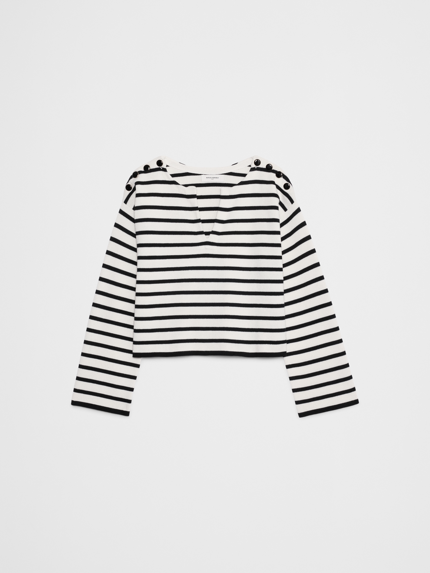 Image number 4 showing, Striped Button Notch-Neck Sweater