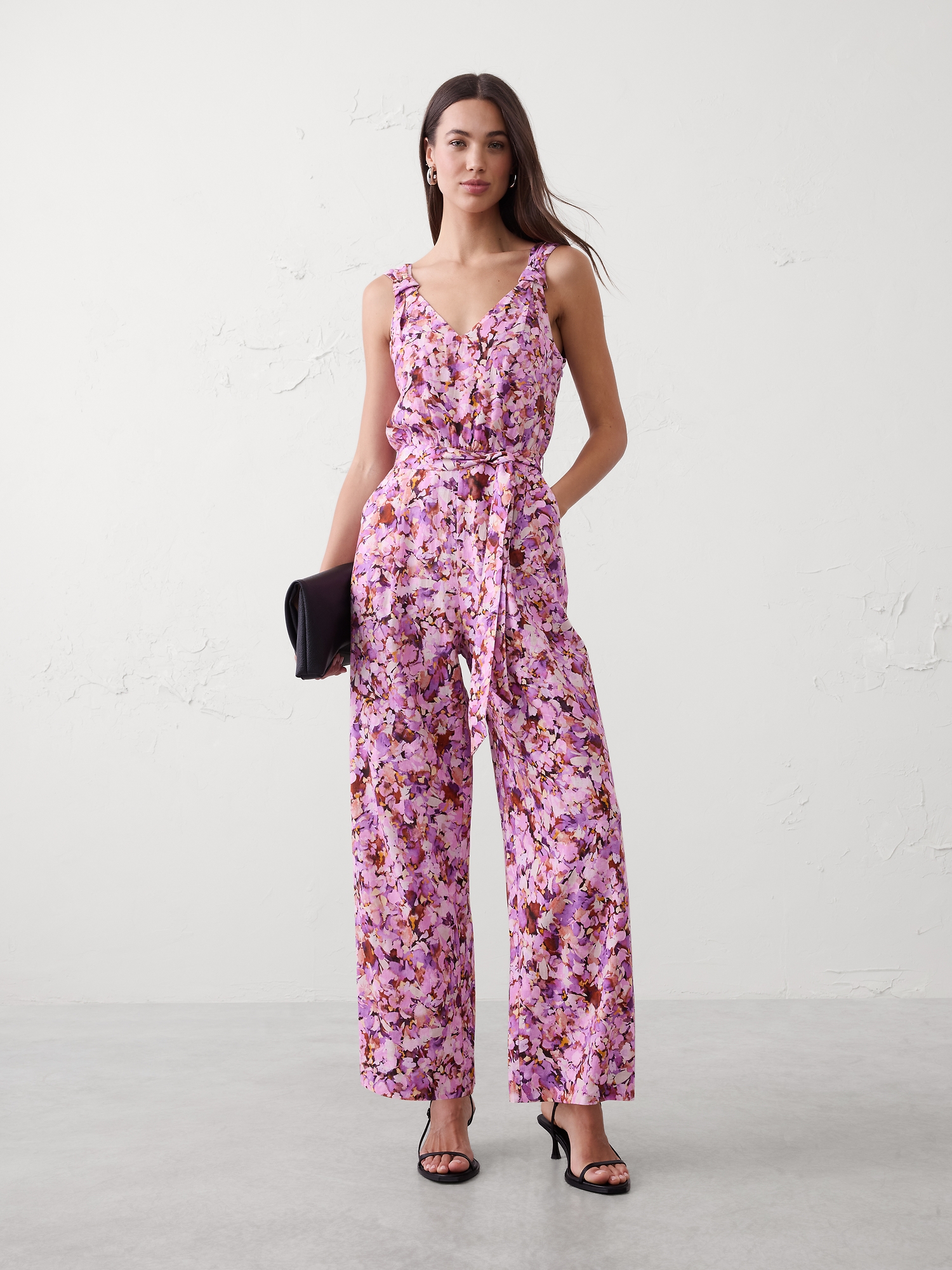 Linen-Blend Origami Knot Jumpsuit