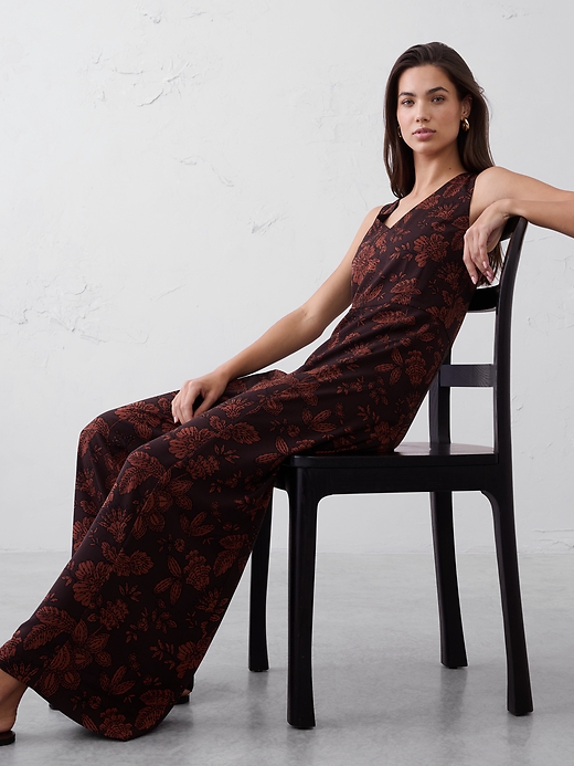 Crepe V-Neck Jumpsuit | Banana Republic Factory