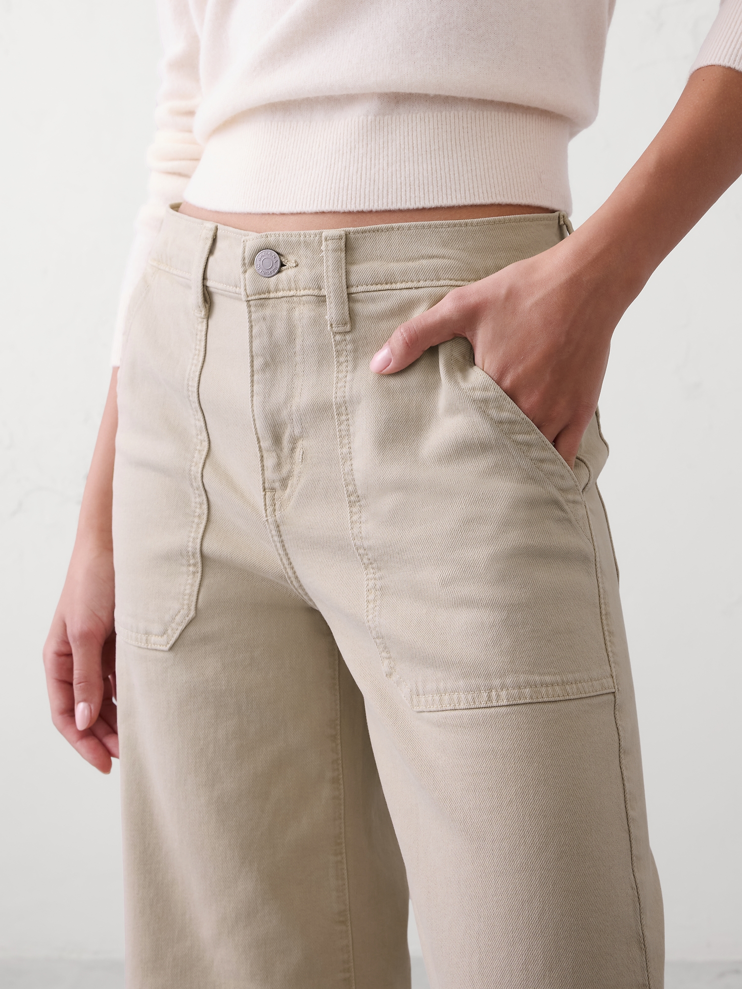 Image number 3 showing, Wide-Leg High-Rise Utility Jean