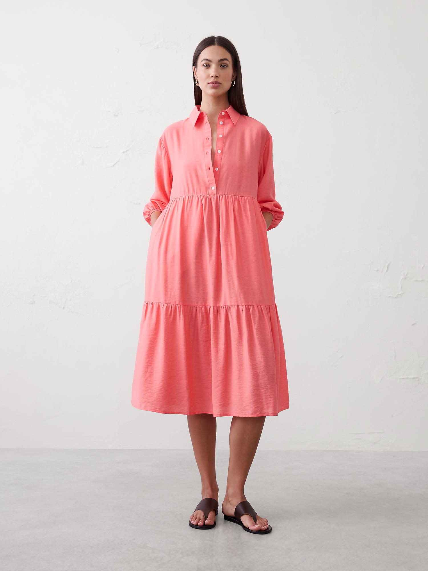 Tiered Midi Shirtdress