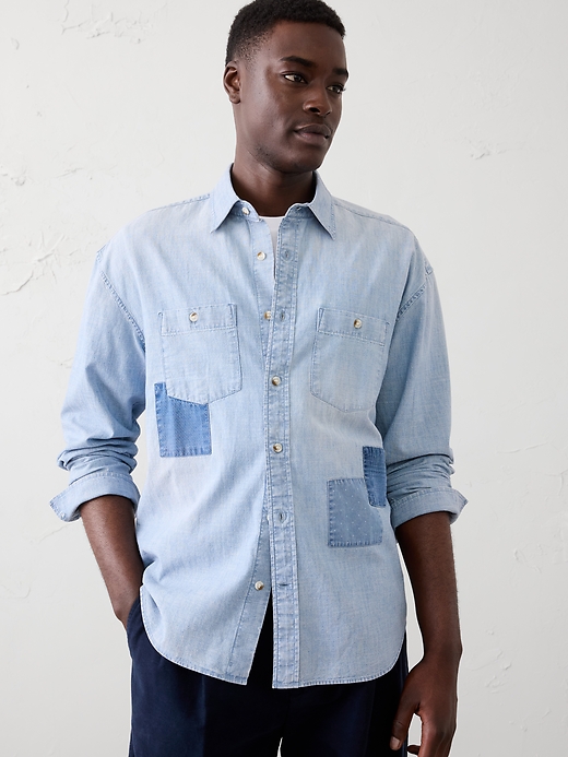 Relaxed-Fit Patchwork Shirt | Banana Republic Factory