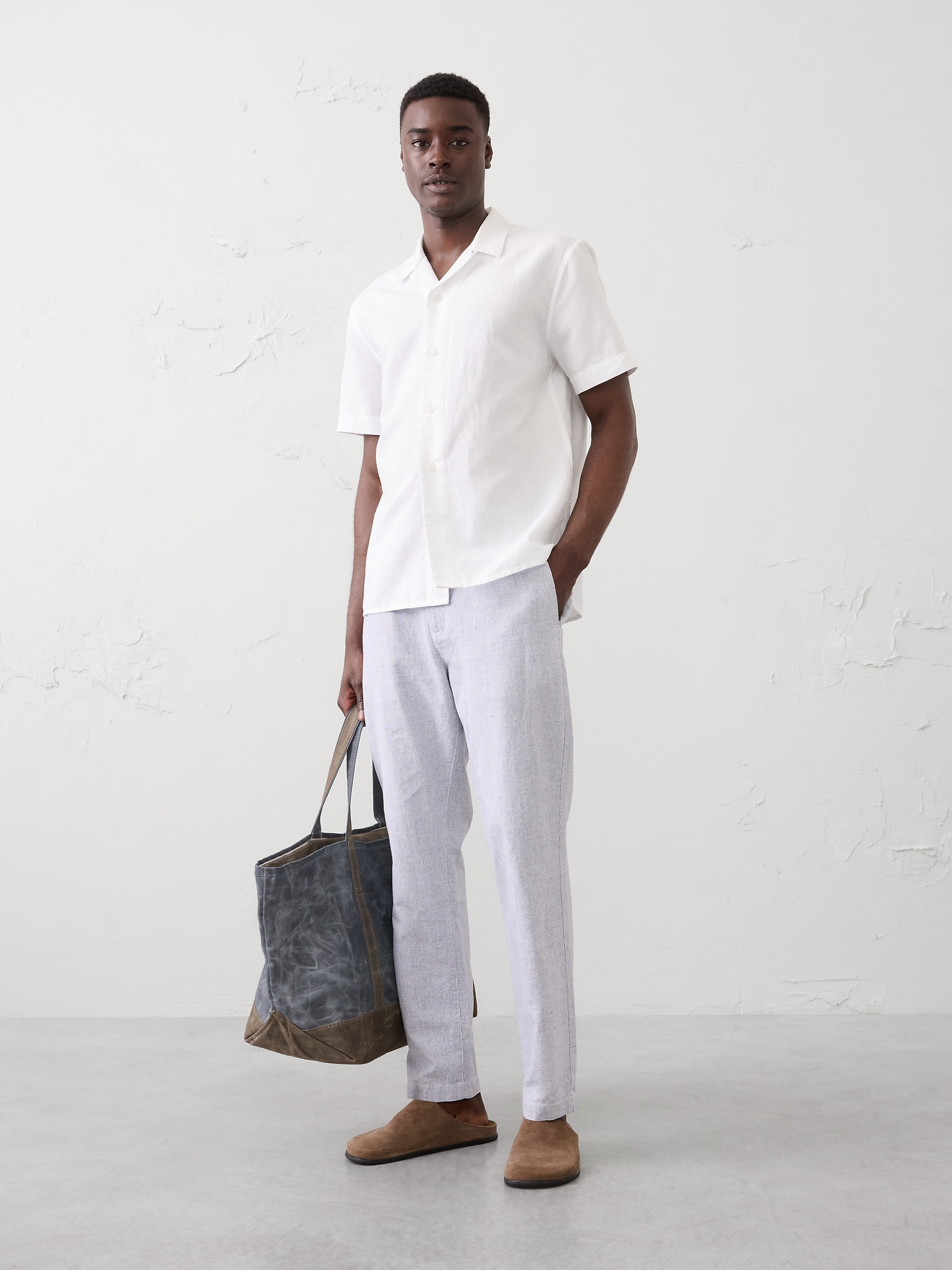 Athletic-Fit Linen-Blend Pant