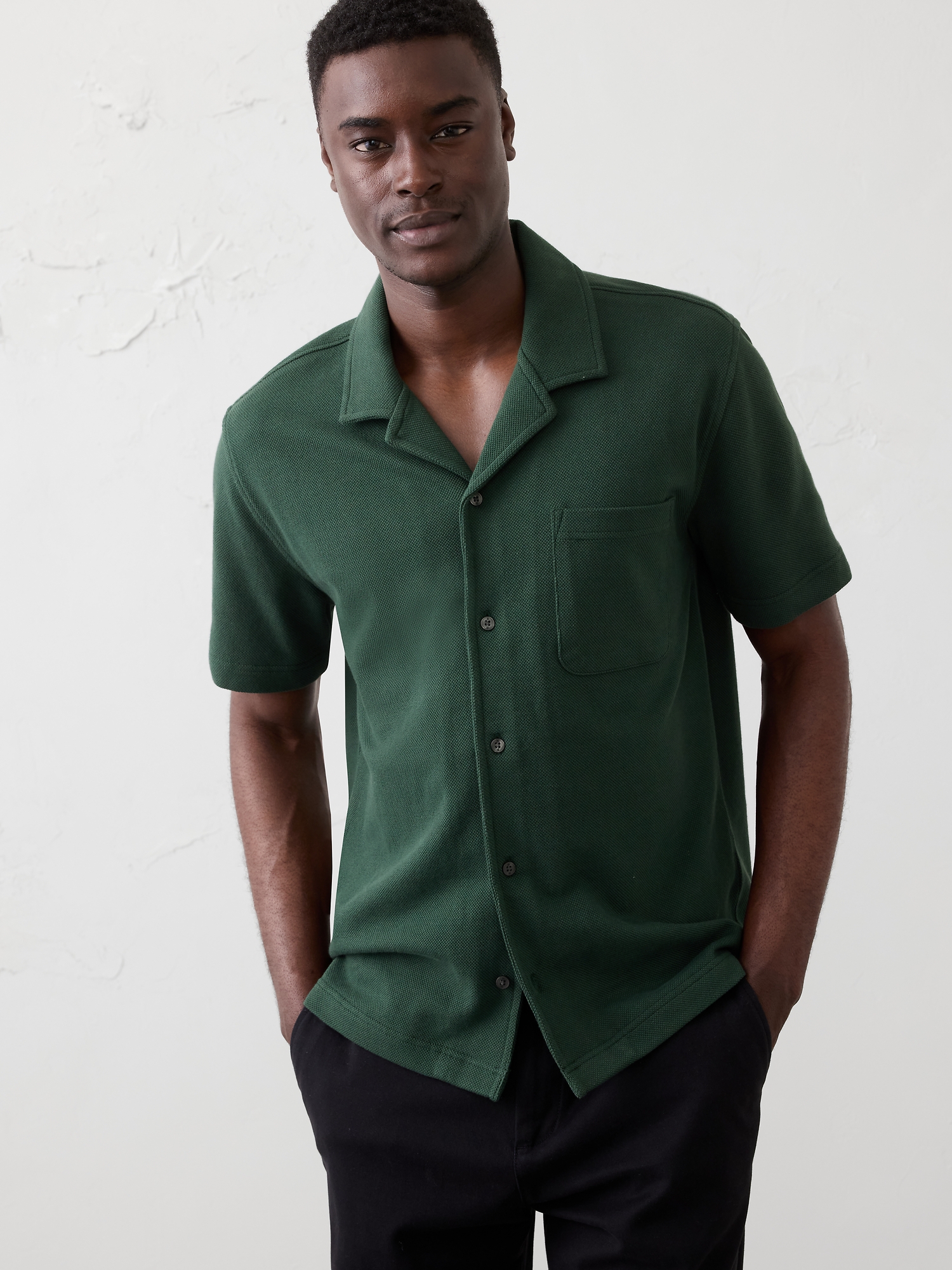 Standard-Fit Textured Resort Polo