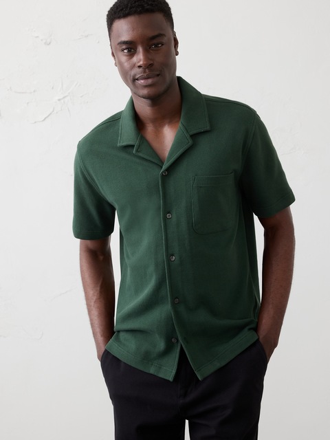 Standard-Fit Textured Resort Polo