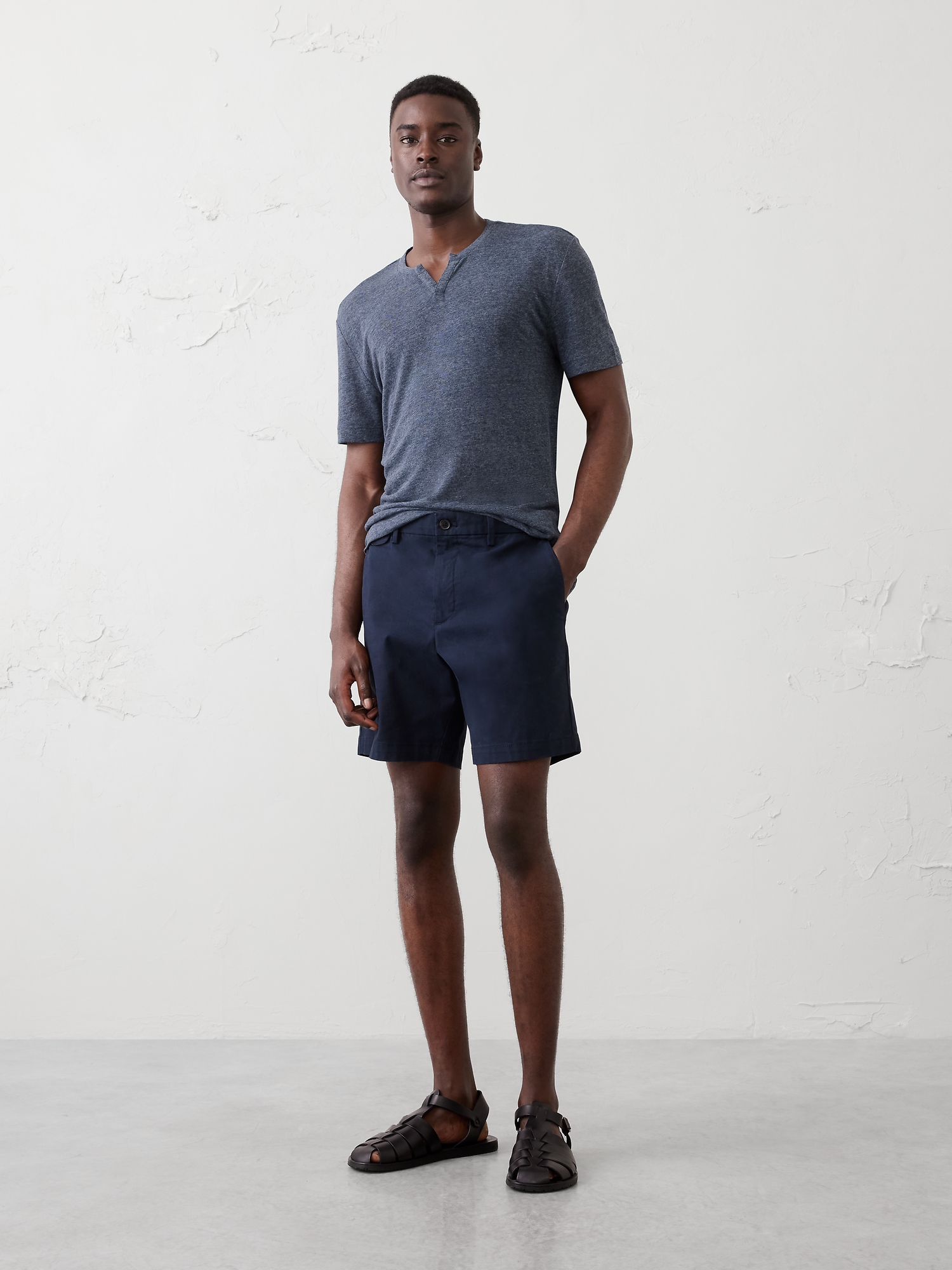 T-SHIRT CRANTÉ EN MÉLANGE DE LIN COUPE STANDARD