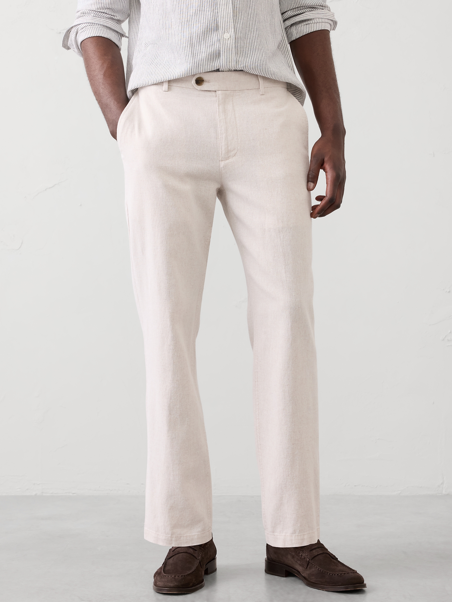 Image number 3 showing, Slim-Fit Straight Linen-Blend Trouser