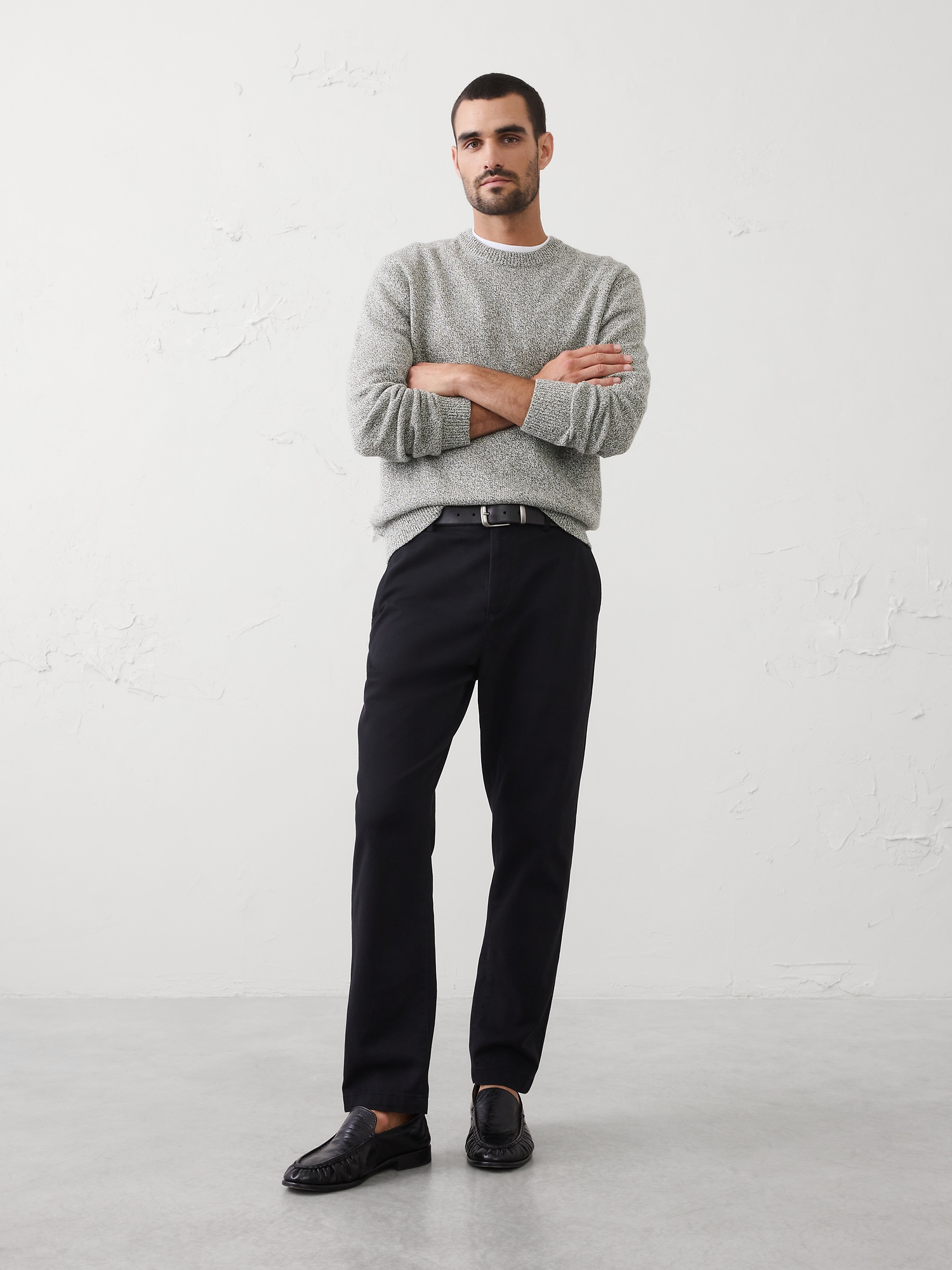 Marled Textured Crew-Neck Sweater