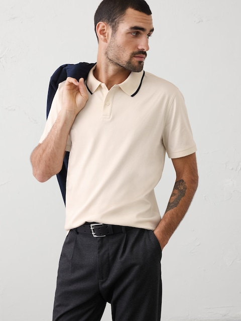 POLO COUPE STANDARD LUXE ULTRA-DOUX AUX COULEURS CONTRASTANTES