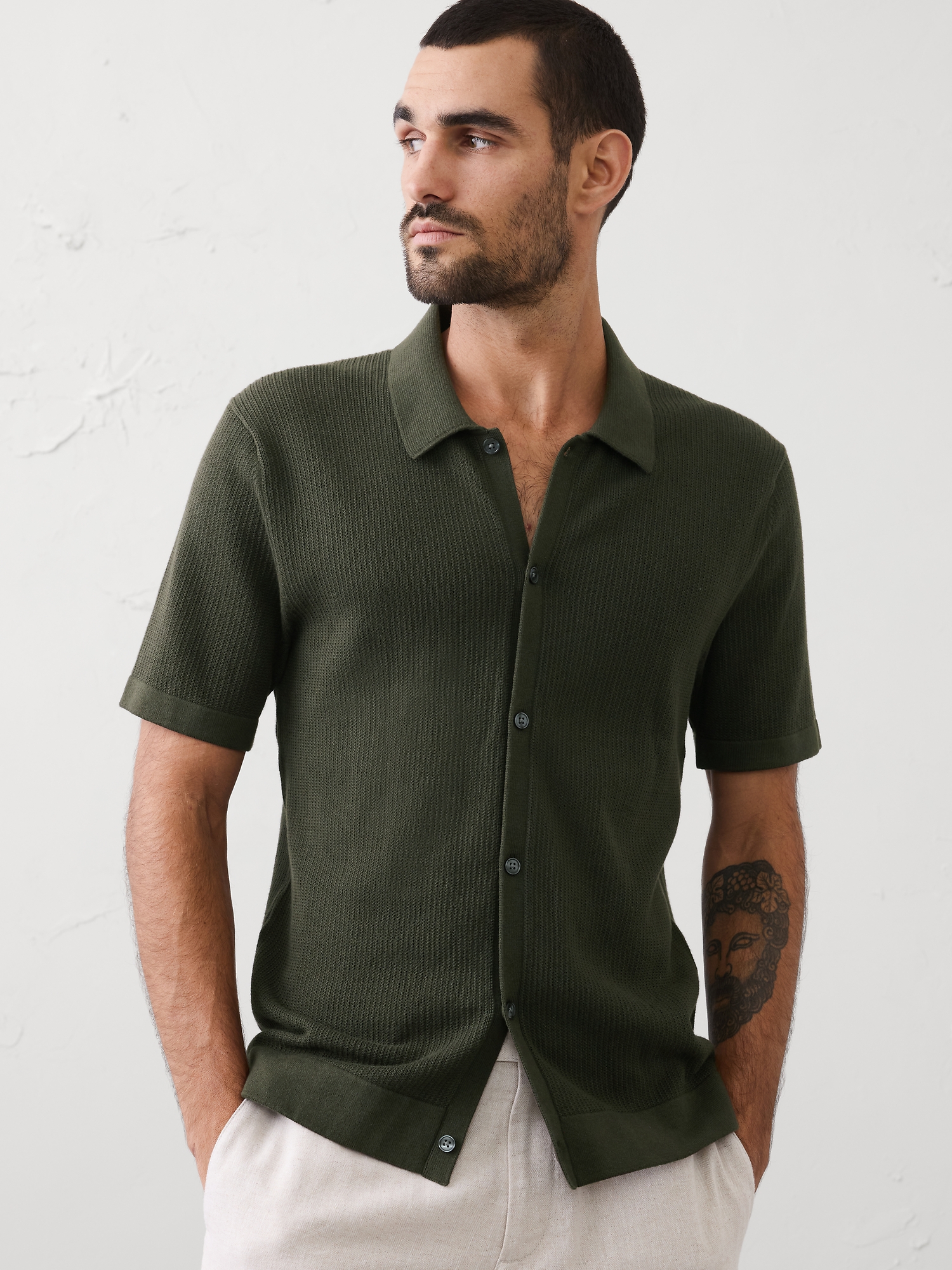 Button-Down Polo Sweater