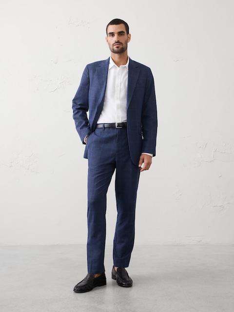 PANTALON DE COMPLET À CARREAUX PRINCE-DE-GALLES EN MÉLANGE DE LIN