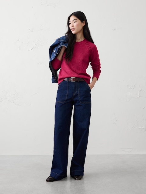 CHANDAIL À MANCHES RAGLAN EN TRICOT BOUCLÉ