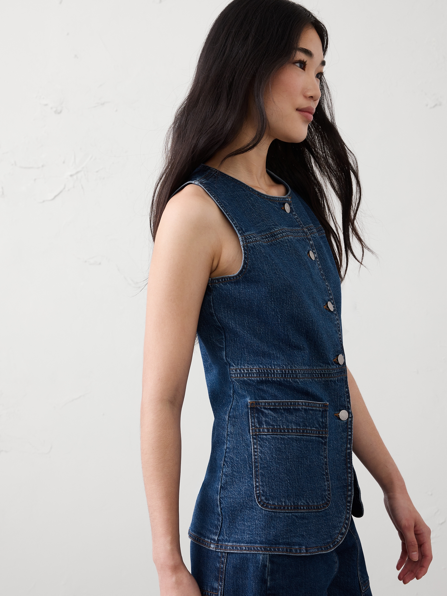 Image number 1 showing, Long Denim Vest