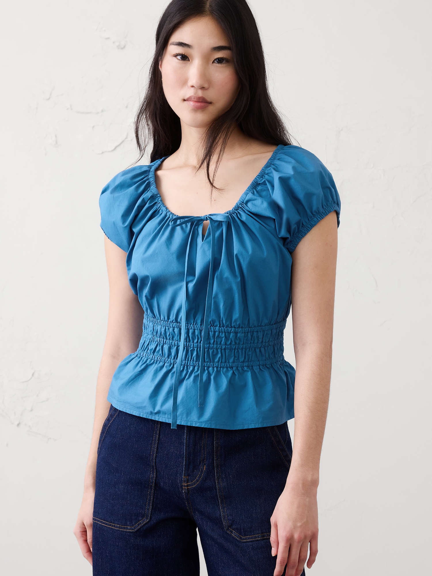 Image number 1 showing, Elastic Scoop-Neck Top
