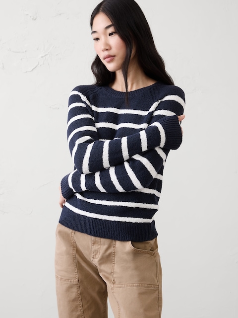 CHANDAIL À MANCHES RAGLAN EN TRICOT BOUCLÉ À RAYURES