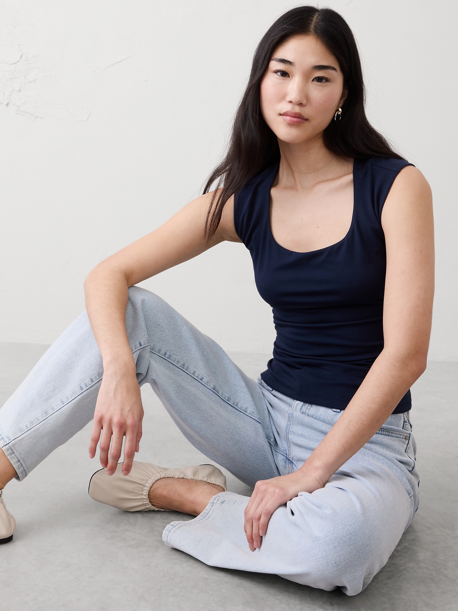 Image number 1 showing, Soft Stretch Scoop-Neck Top