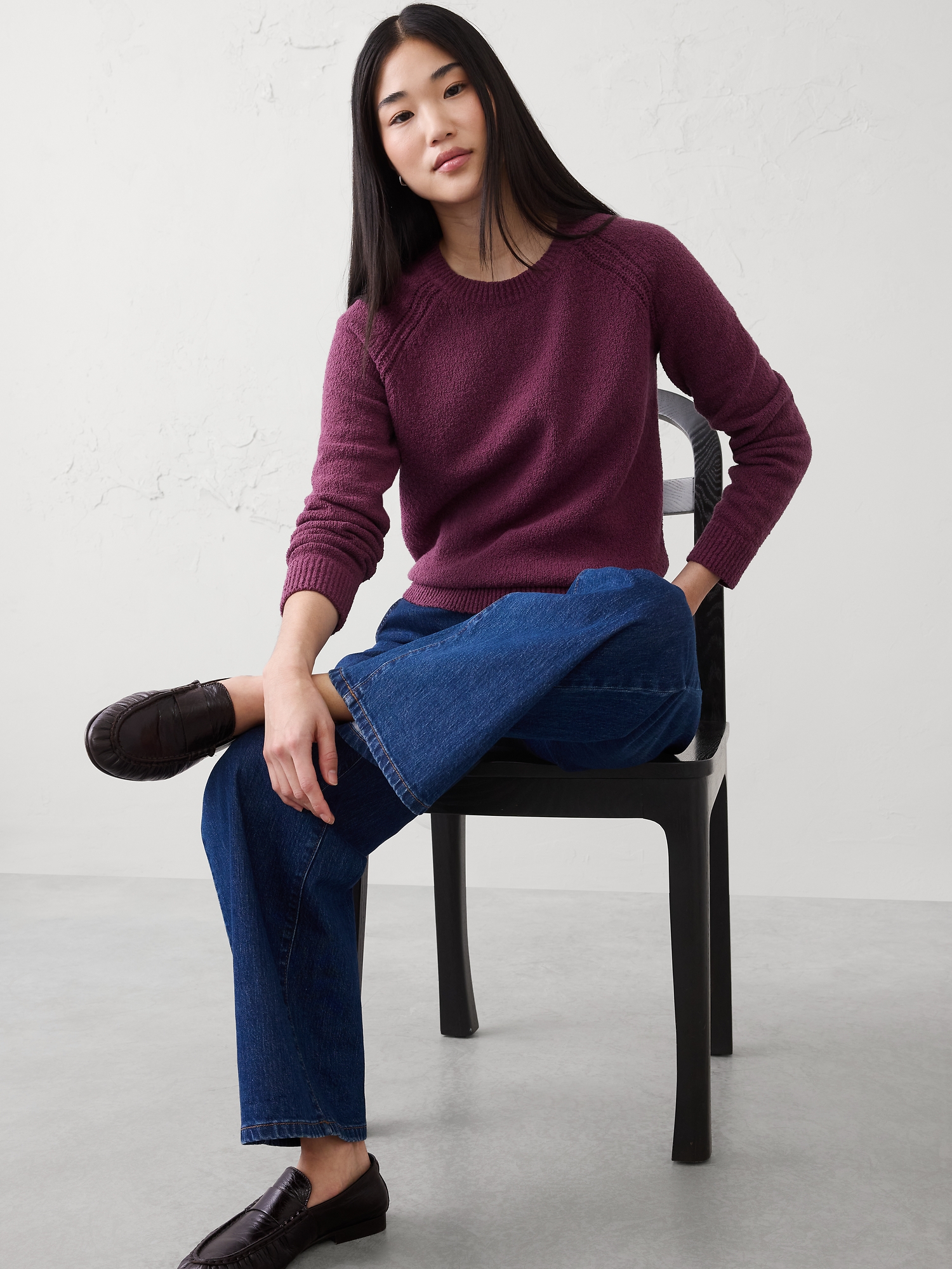 CHANDAIL À MANCHES RAGLAN EN TRICOT BOUCLÉ