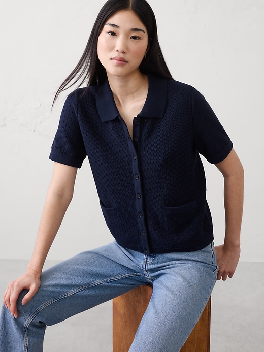 Textured Button-Down Sweater Polo | Banana Republic Factory