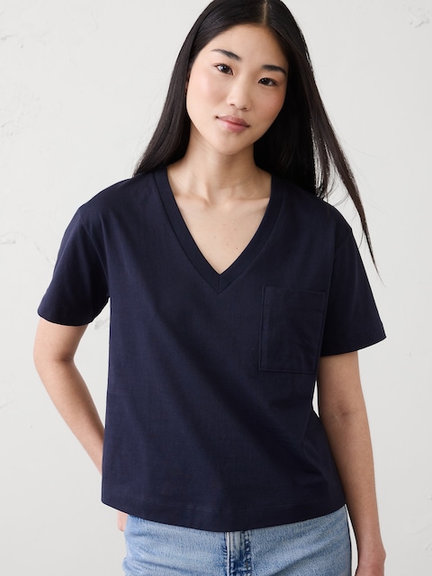 Premium Cotton V-Neck Pocket T-Shirt