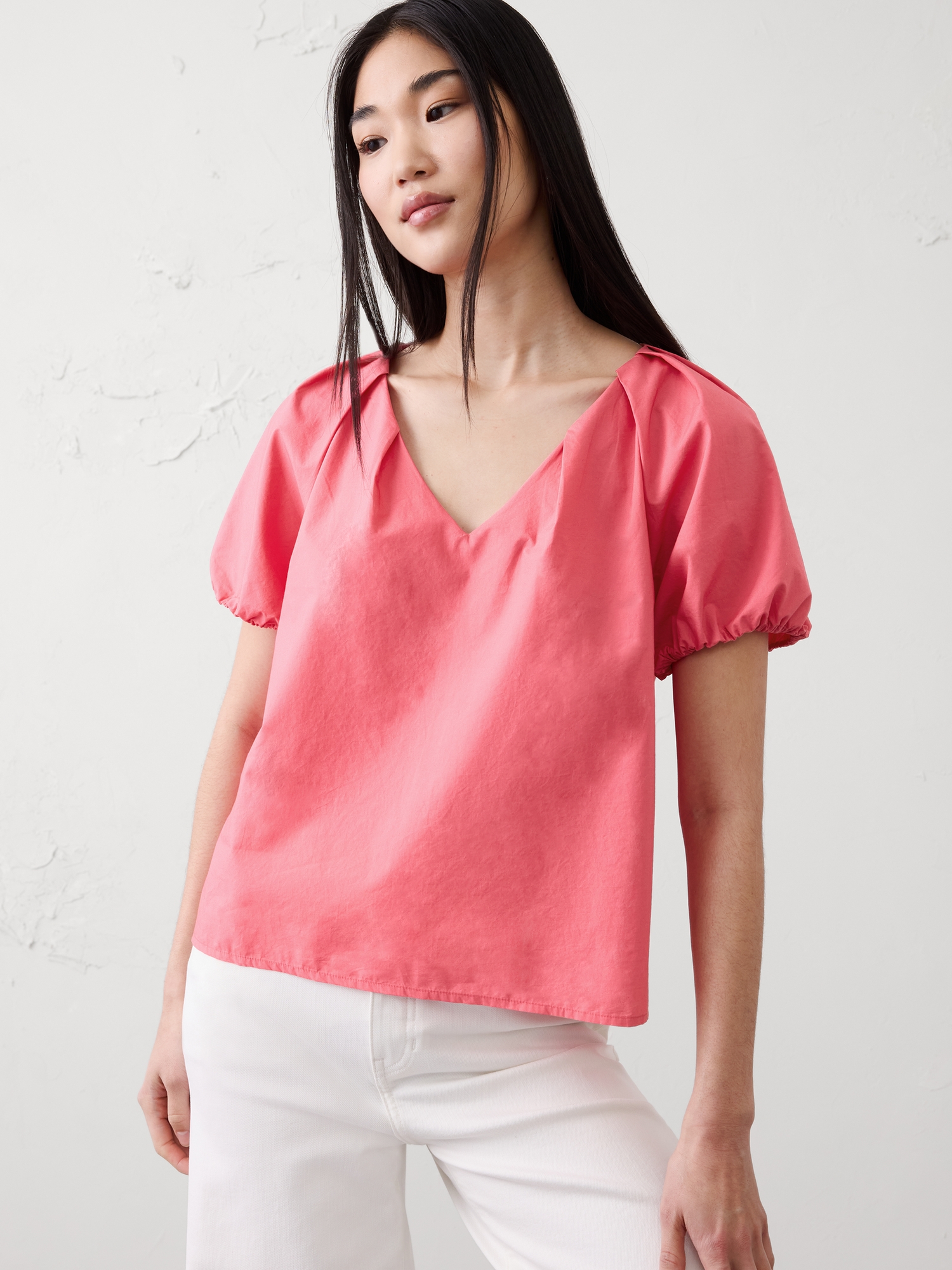 Image number 1 showing, Puff-Sleeve V-Neck Top