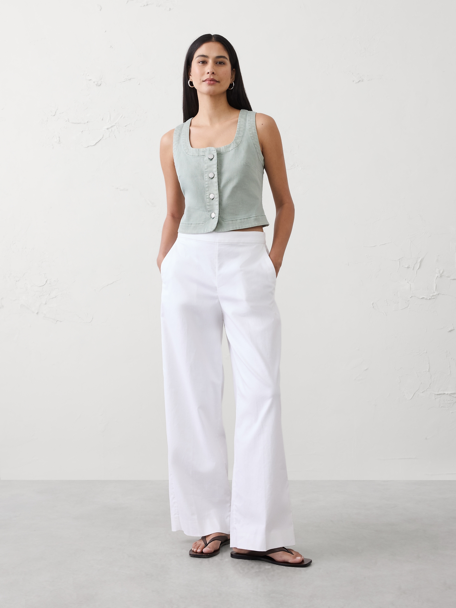 Image number 1 showing, Buttoned Denim Vest