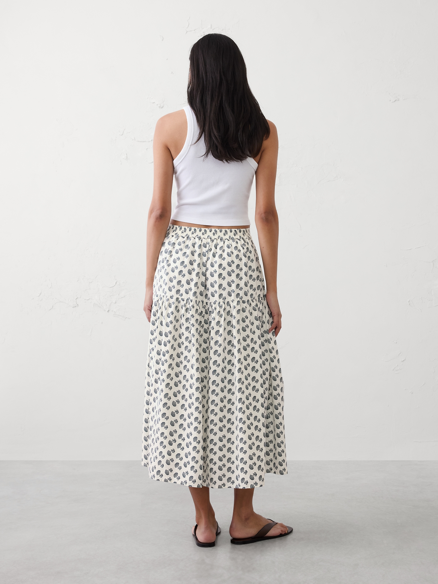 Image number 5 showing, Linen-Blend Tiered Midi Skirt