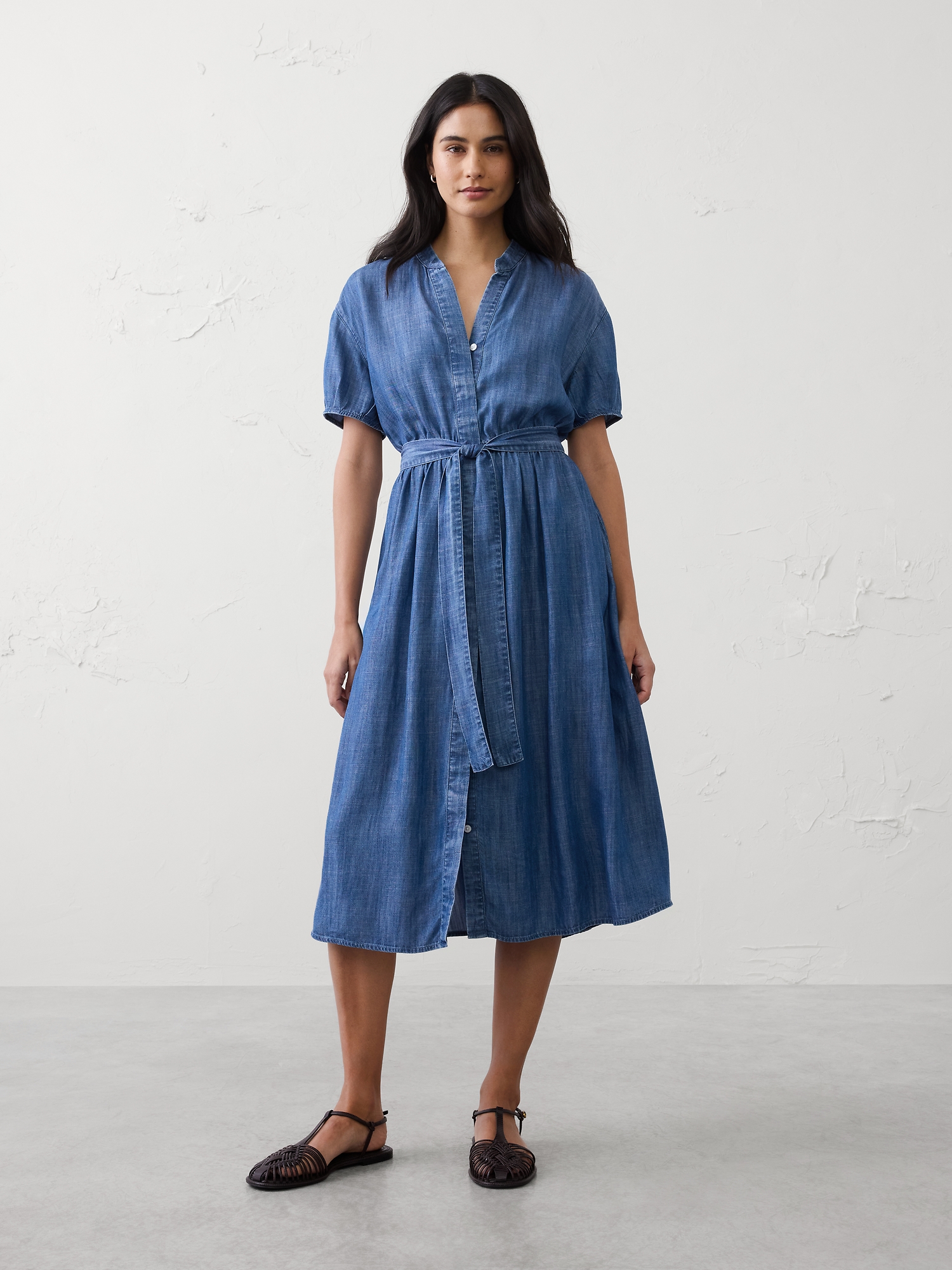 Chambray Midi Shirtdress